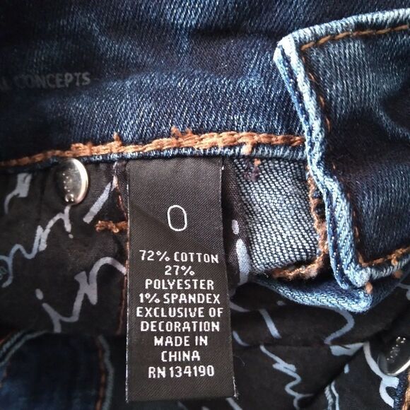 INC Blue Dark Wash Mid Rise Regular Fit Skinny Leg Denim Jeans Women's Size 0 - Picture 5 of 12